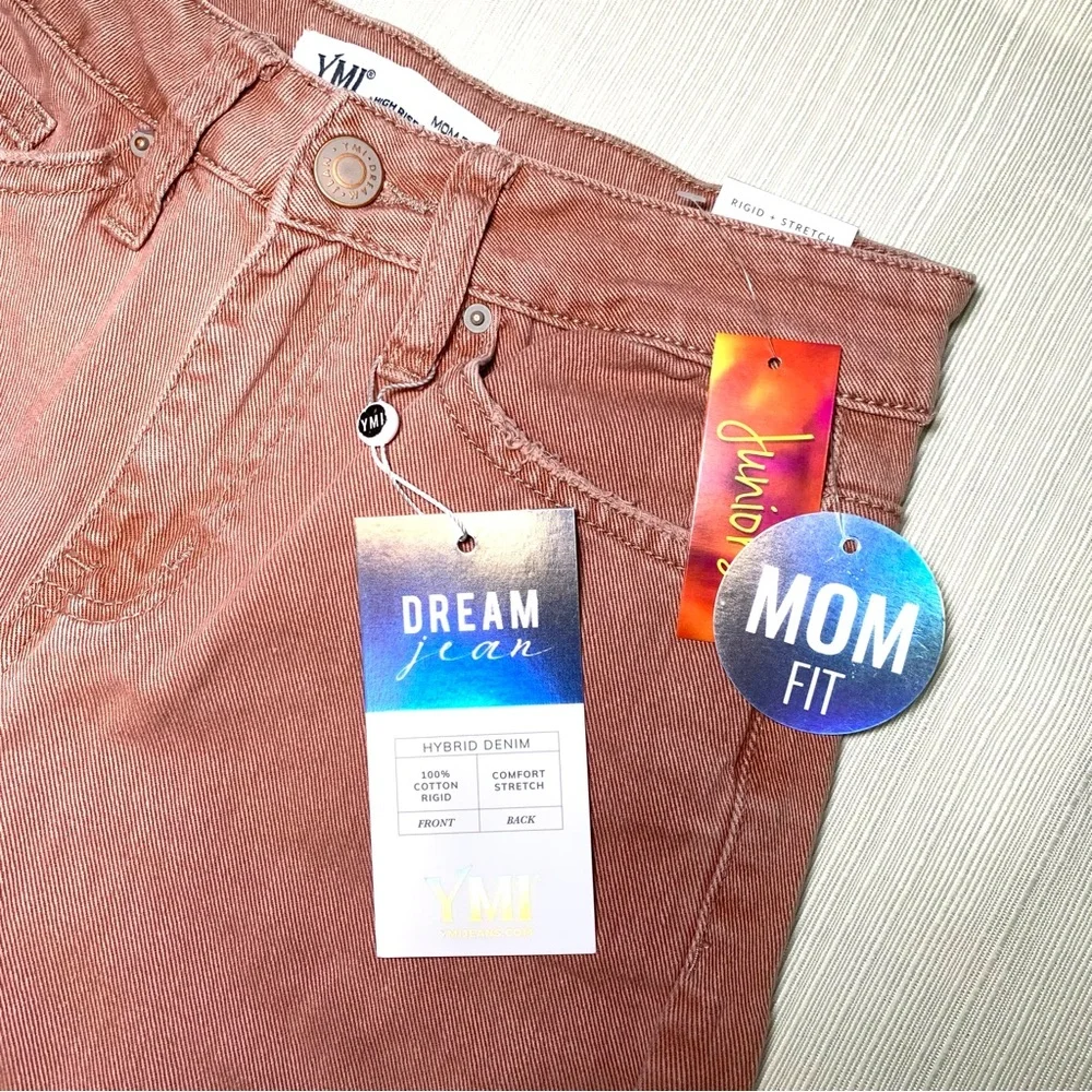 YMI Hybrid Dream Fit High Rise Mom Jeans Mauve Pink Distressed NWT Sz 3/26 Y2K